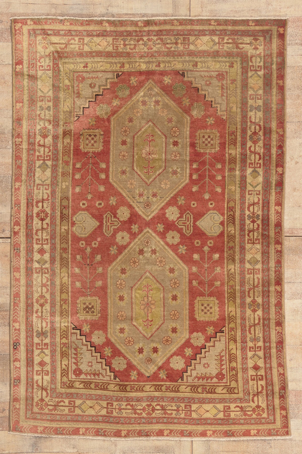 5 x 8 - Red Vintage Turkish Oushak Rug - 53044