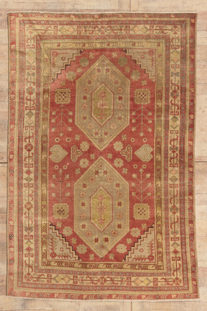 5 x 8 - Red Vintage Turkish Oushak Rug - 53044