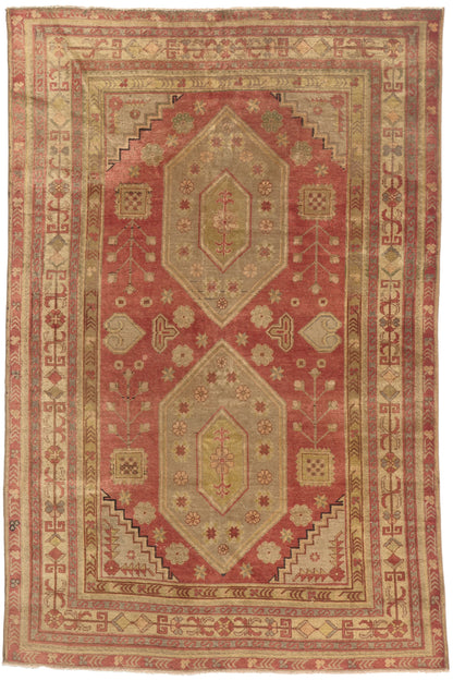 5 x 8 - Red Vintage Turkish Oushak Rug - 53044