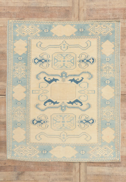 6 x 7 - Beige Vintage Turkish Oushak Rug - 53053