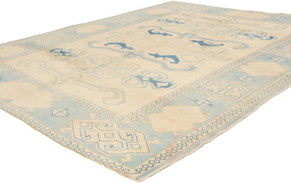 6 x 7 - Beige Vintage Turkish Oushak Rug - 53053