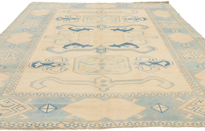 6 x 7 - Beige Vintage Turkish Oushak Rug - 53053