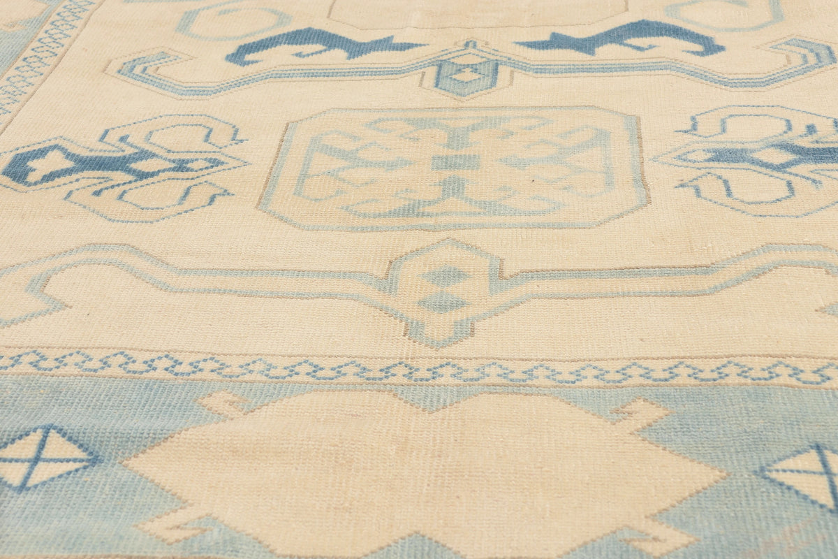 6 x 7 - Beige Vintage Turkish Oushak Rug - 53053