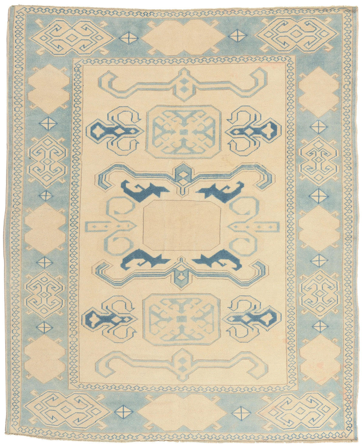 6 x 7 - Beige Vintage Turkish Oushak Rug - 53053