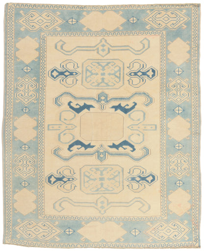 6 x 7 - Beige Vintage Turkish Oushak Rug - 53053