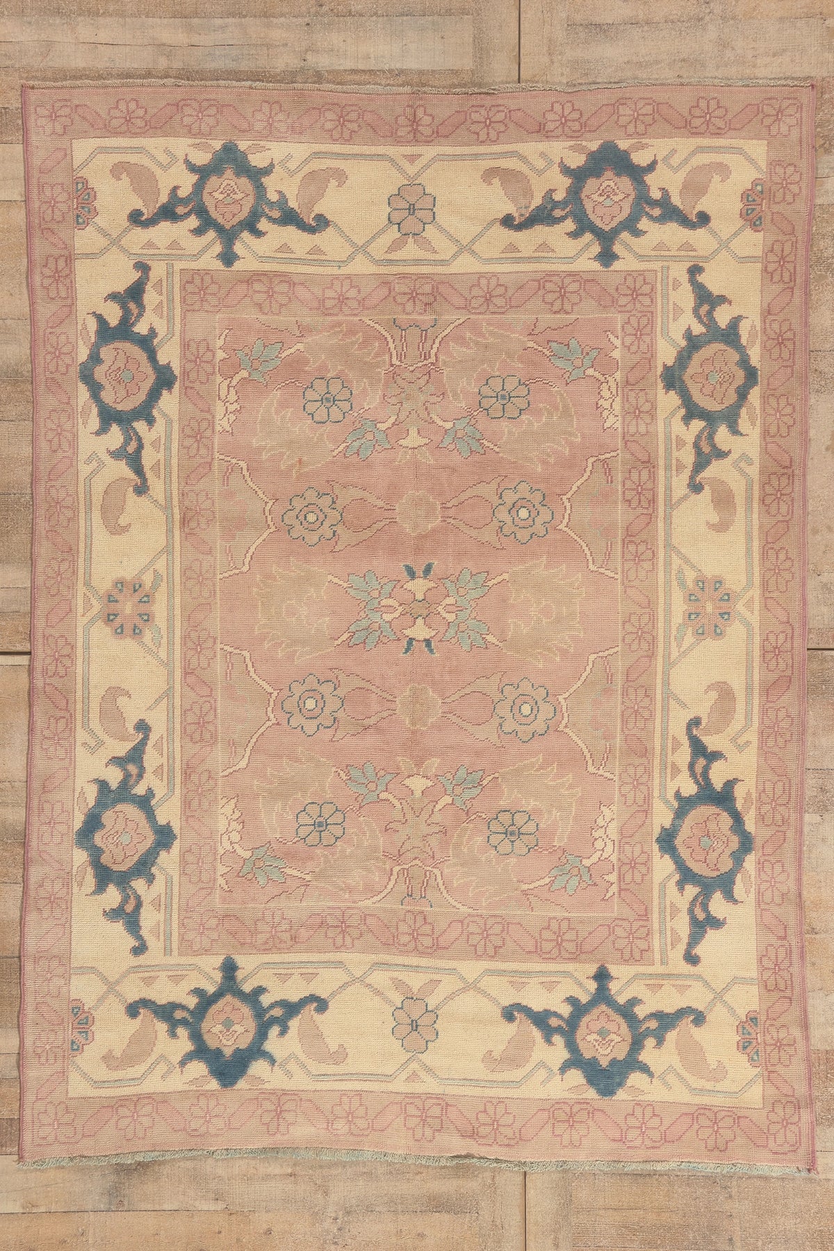 6 x 8 - Pink Vintage Turkish Oushak Rug - 53055