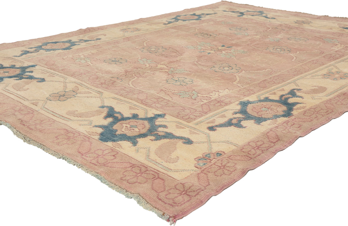 6 x 8 - Pink Vintage Turkish Oushak Rug - 53055