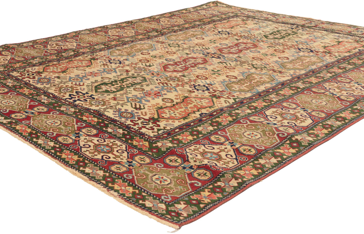 5 x 7 Beige Vintage Turkish Oushak Rug 53070