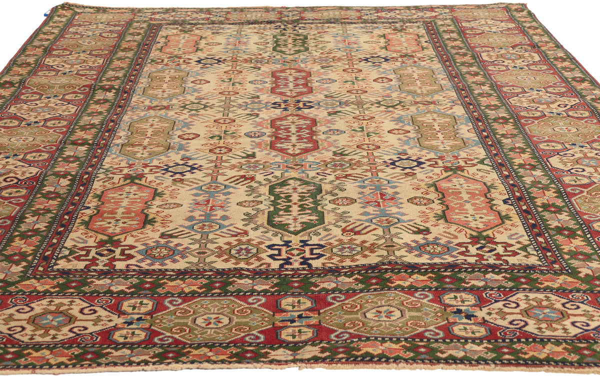 5 x 7 Beige Vintage Turkish Oushak Rug 53070