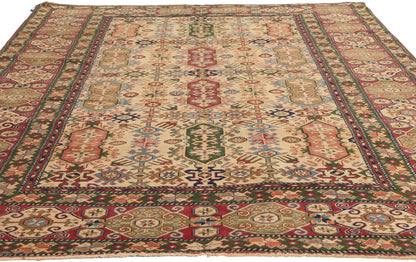 5 x 7 Beige Vintage Turkish Oushak Rug 53070