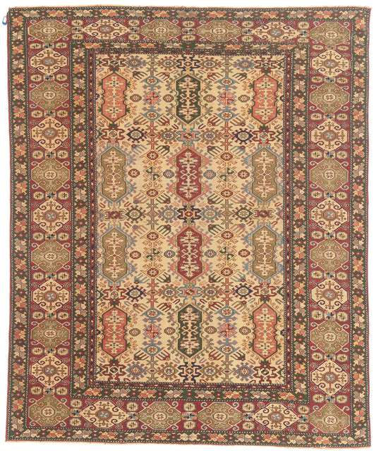 5 x 7 Beige Vintage Turkish Oushak Rug 53070