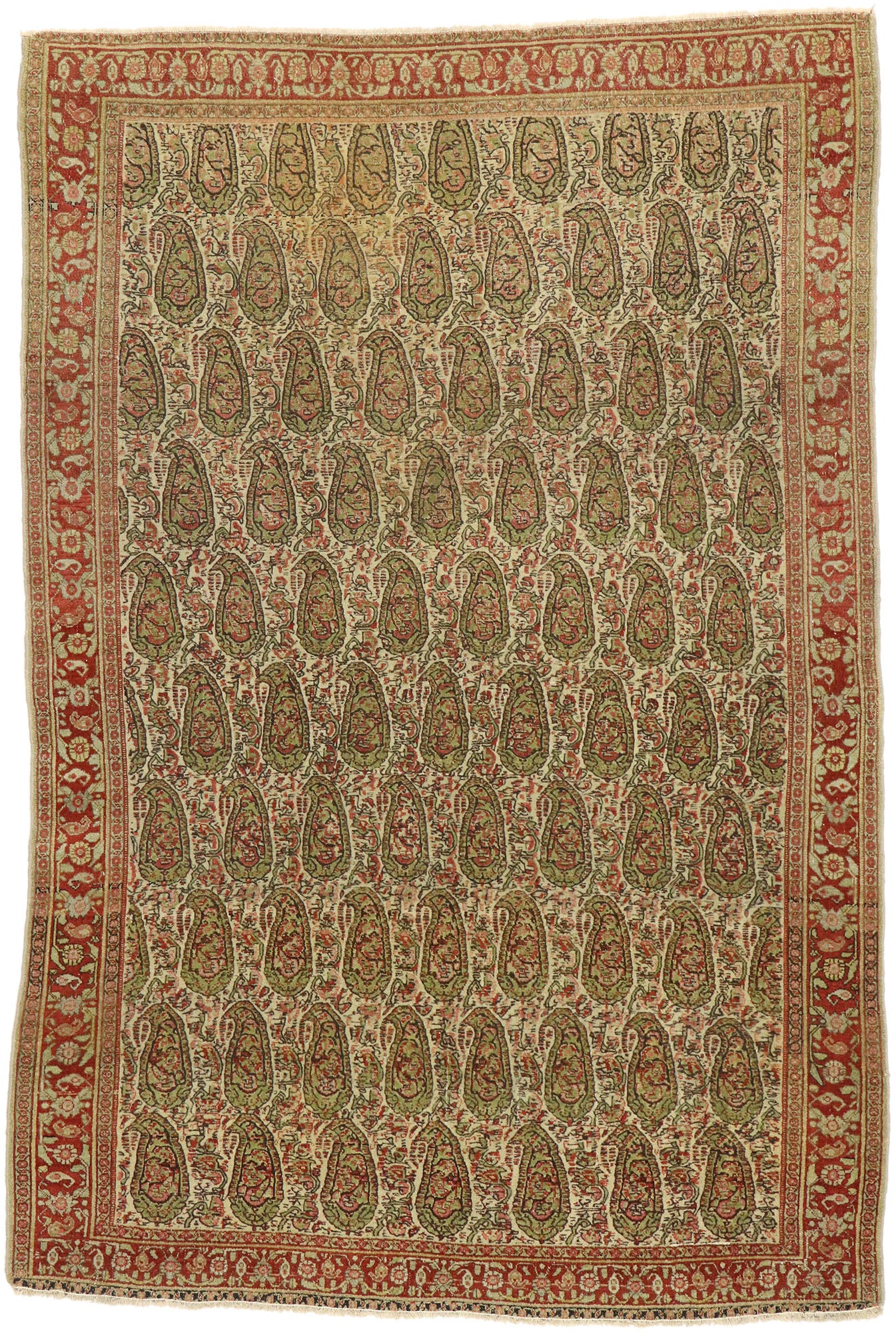 4 x 6 Vintage Persian Boteh Senneh Rug 53088