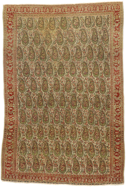 4 x 6 Vintage Persian Boteh Senneh Rug 53088