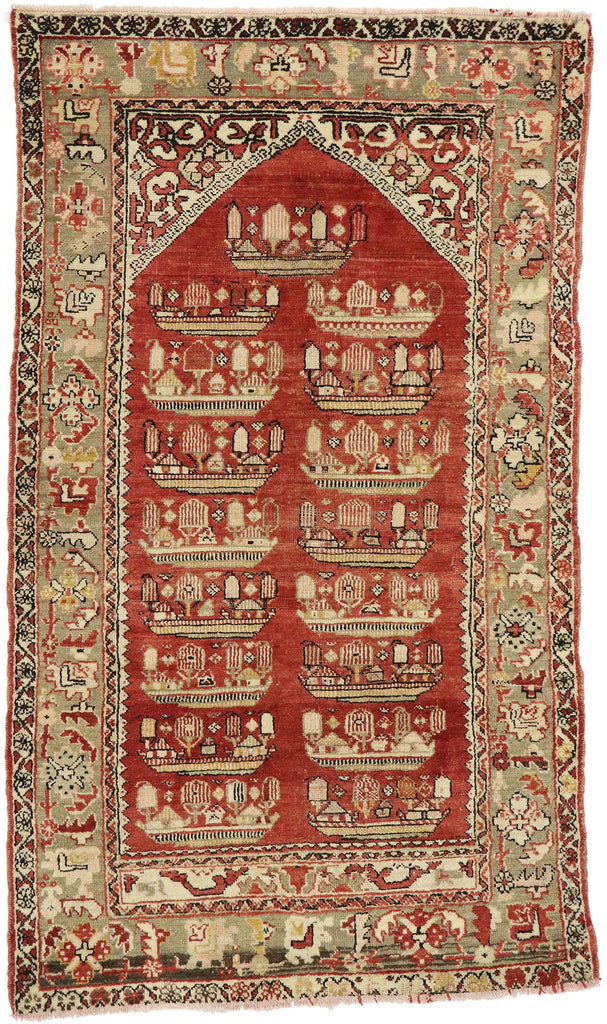 4 x 7 Vintage Anatolian Kirsehir Village Prayer Rug 53110
