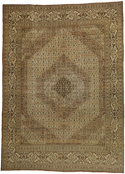13 x 18 - Brown Antique Persian Tabriz Rug - 53173