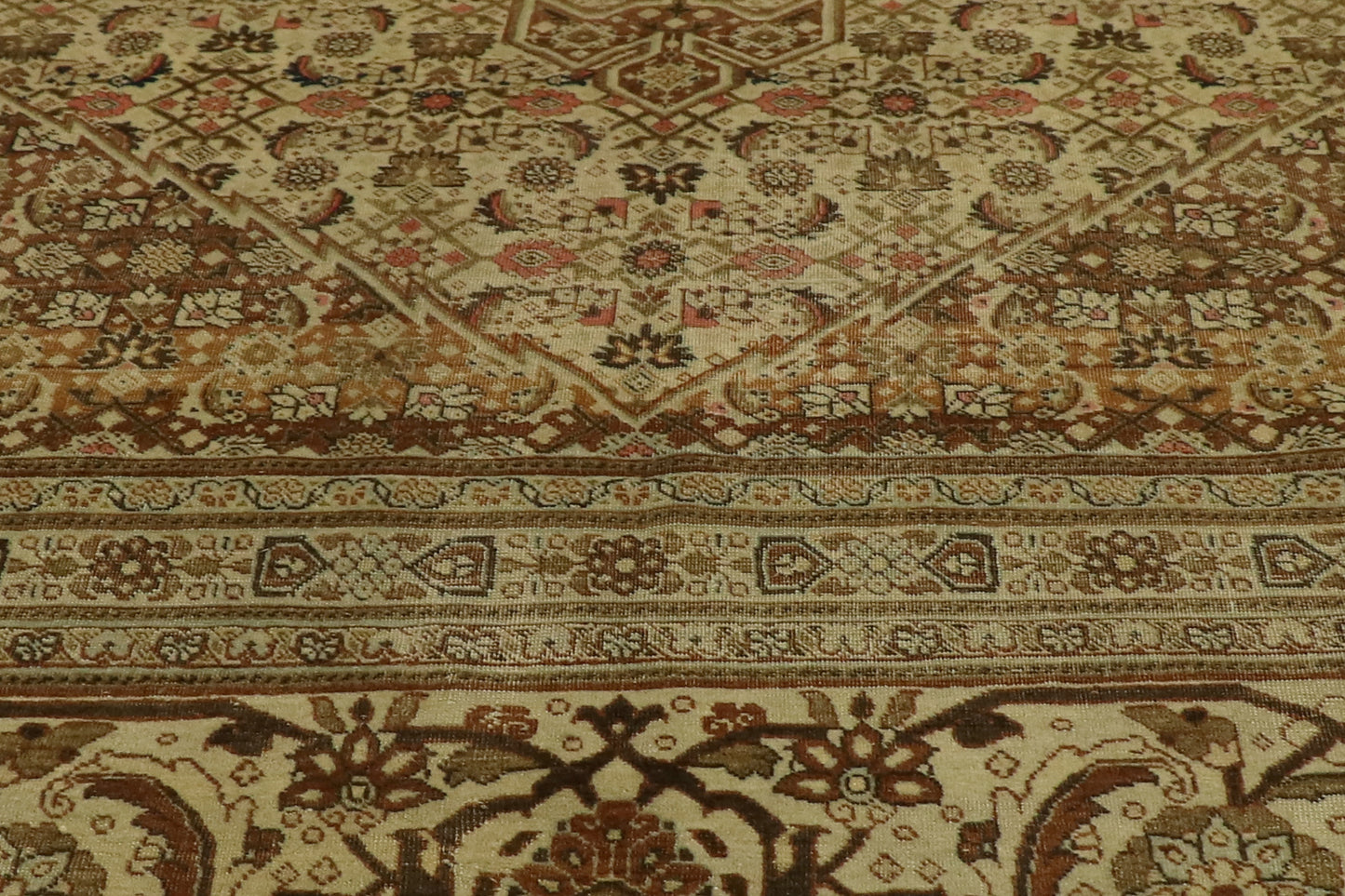 13 x 18 - Brown Antique Persian Tabriz Rug - 53173