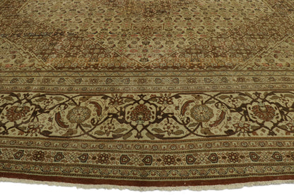 13 x 18 - Brown Antique Persian Tabriz Rug - 53173