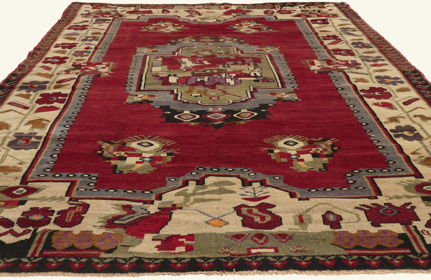 6 x 9 - Red Vintage Turkish Oushak Rug - 53180