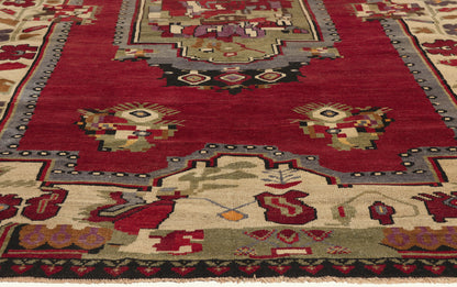 6 x 9 - Red Vintage Turkish Oushak Rug - 53180