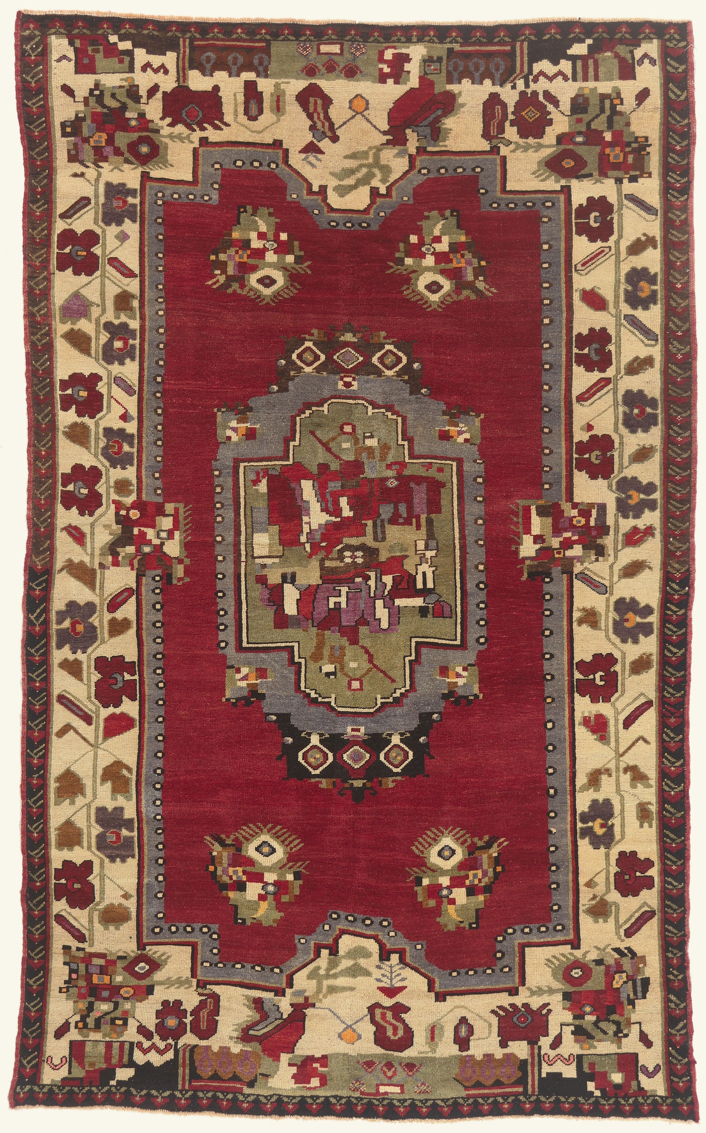 6 x 9 - Red Vintage Turkish Oushak Rug - 53180