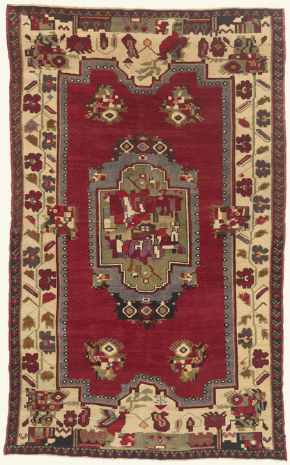 6 x 9 - Red Vintage Turkish Oushak Rug - 53180