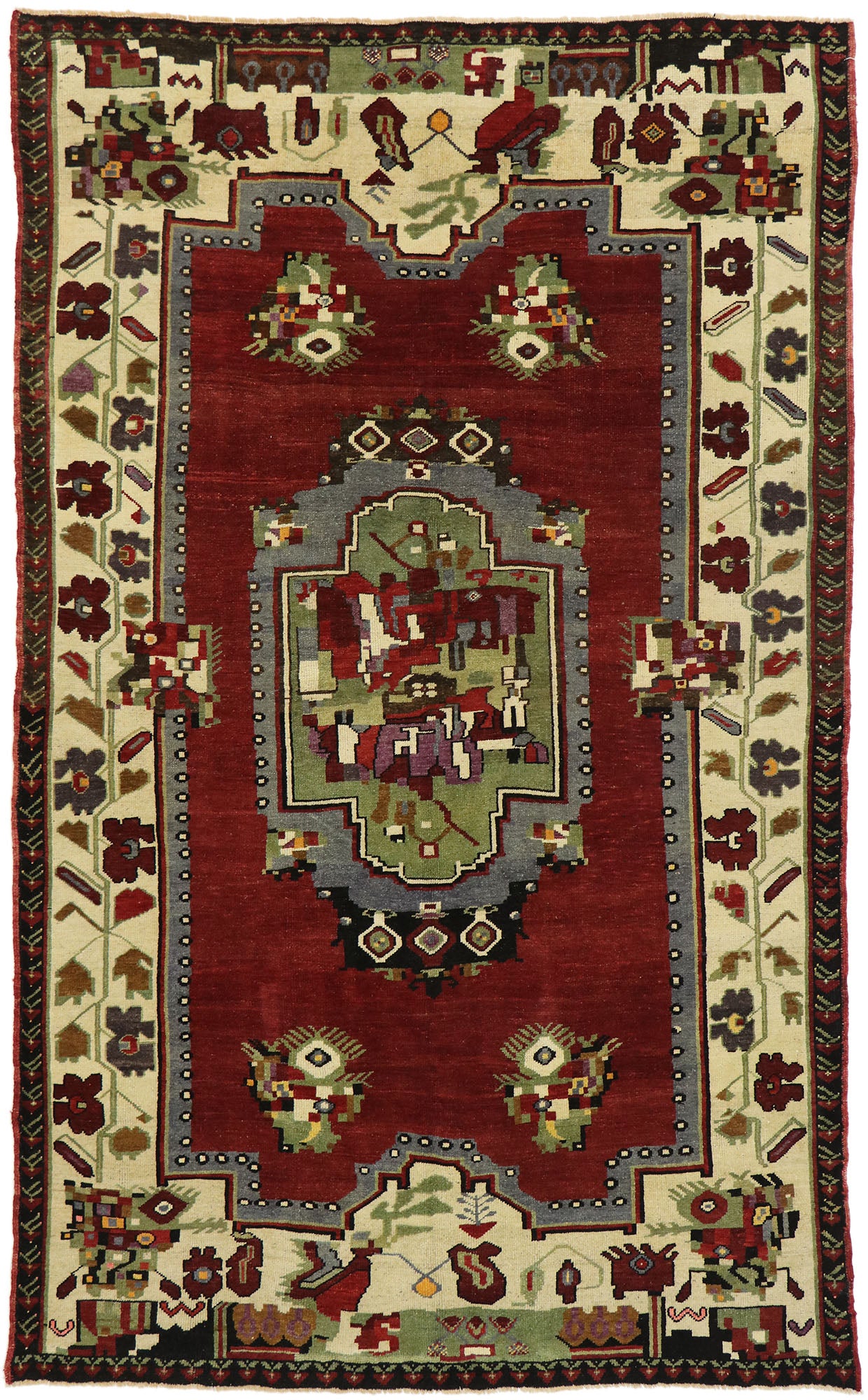 6 x 9 - Red Vintage Turkish Oushak Rug - 53180