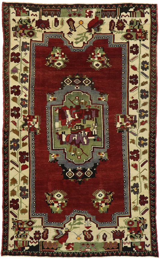 6 x 9 - Red Vintage Turkish Oushak Rug - 53180