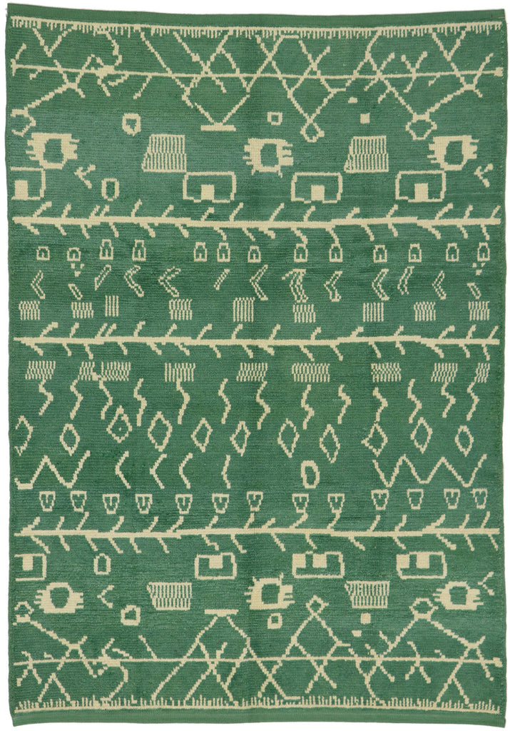 6 x 8 - Green Turkish Moroccan Rug - 53193