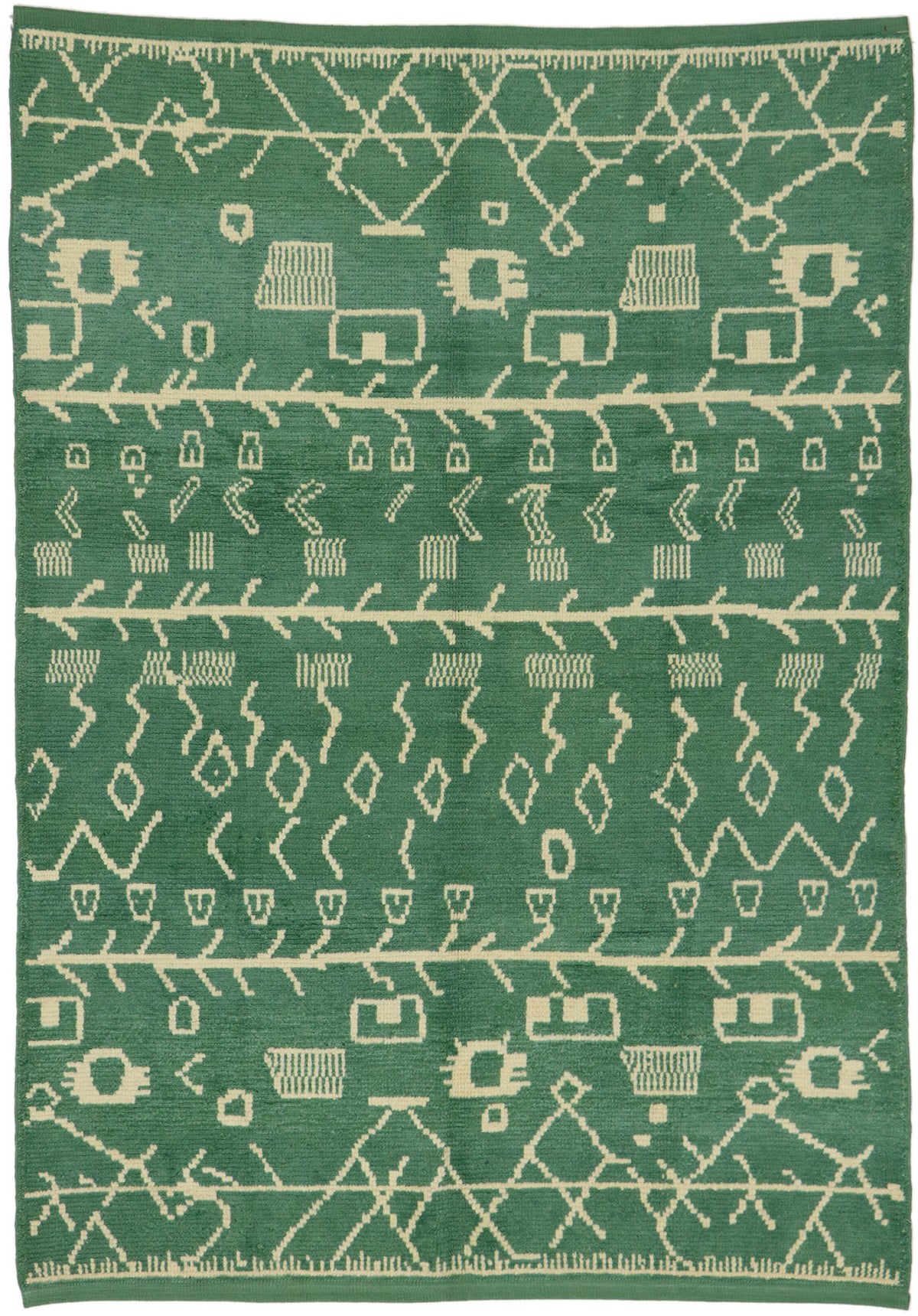 6 x 8 - Green Turkish Moroccan Rug - 53193