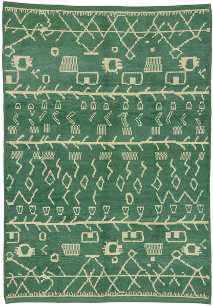 6 x 8 - Green Turkish Moroccan Rug - 53193