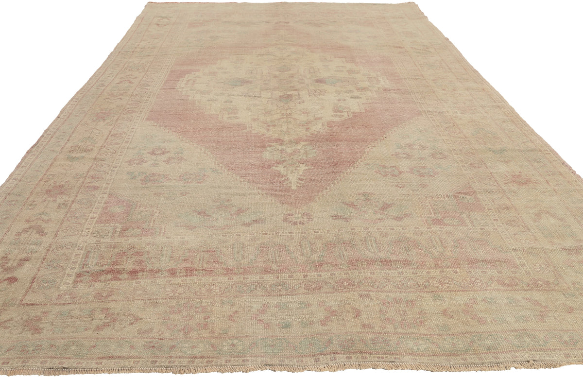 6 x 10 - Brown Vintage Turkish Oushak Rug - 53213