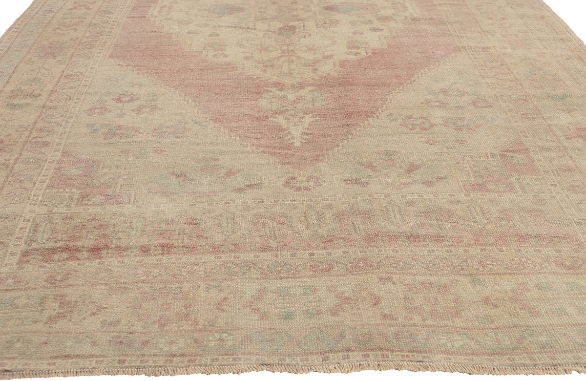 6 x 10 - Brown Vintage Turkish Oushak Rug - 53213