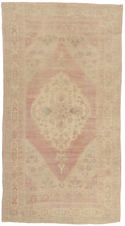 6 x 10 - Brown Vintage Turkish Oushak Rug - 53213