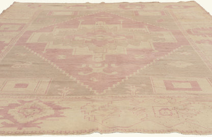 7 x 9 - Beige Vintage Turkish Oushak Rug - 53229