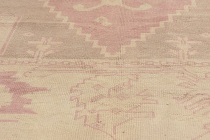 7 x 9 - Beige Vintage Turkish Oushak Rug - 53229
