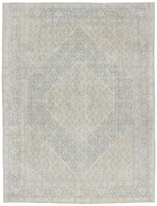9 x 12 - Beige Vintage Persian Tabriz Rug - 53274