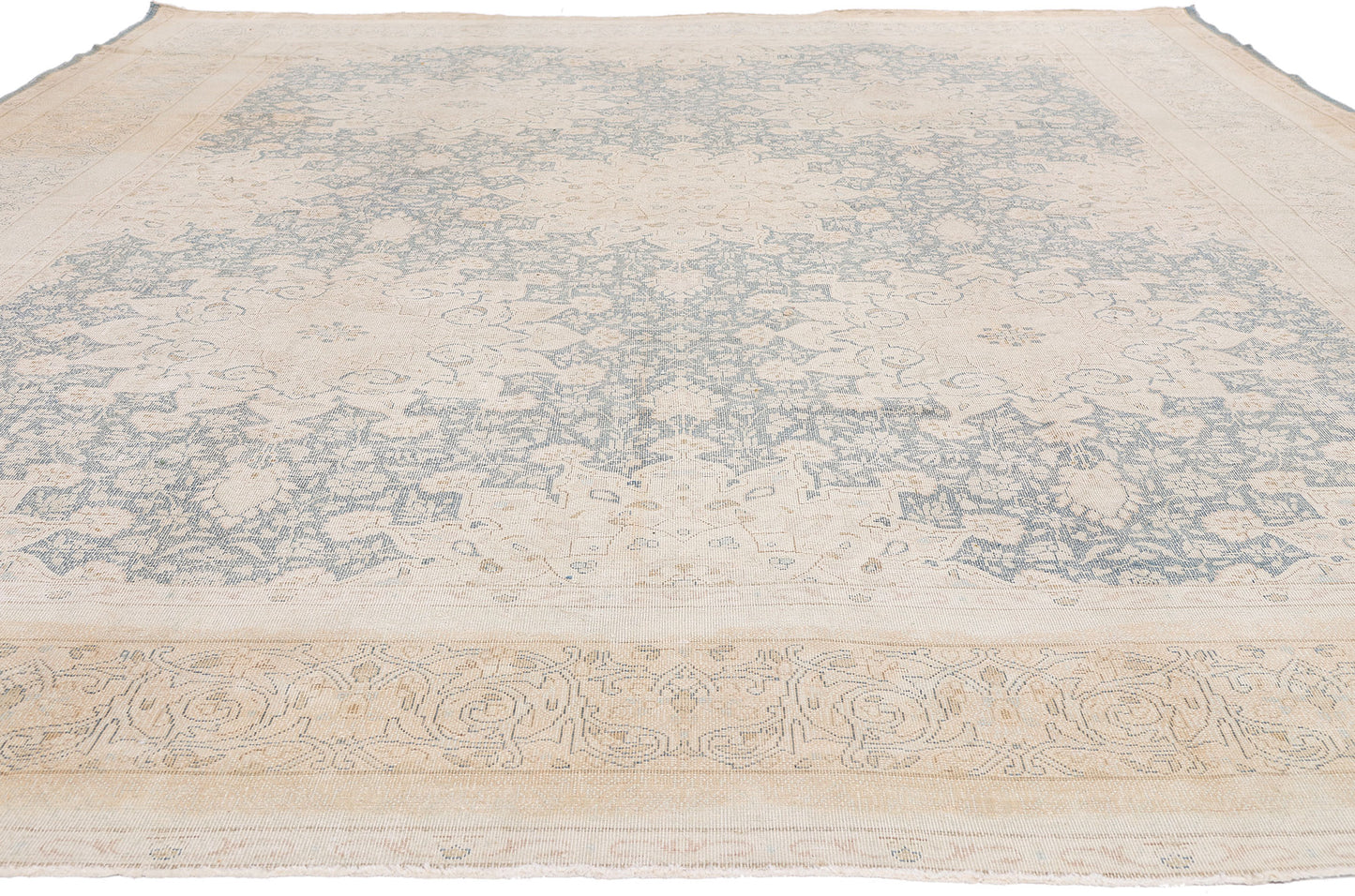 10 x 13 - Beige Vintage Persian Kerman Rug - 53393
