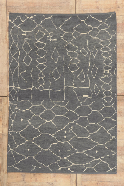 6 x 9 - Charcoal Dark Gray Turkish Moroccan Rug - 53443