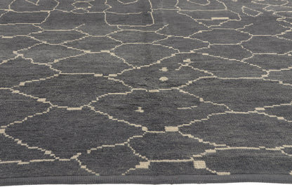 6 x 9 - Charcoal Dark Gray Turkish Moroccan Rug - 53443