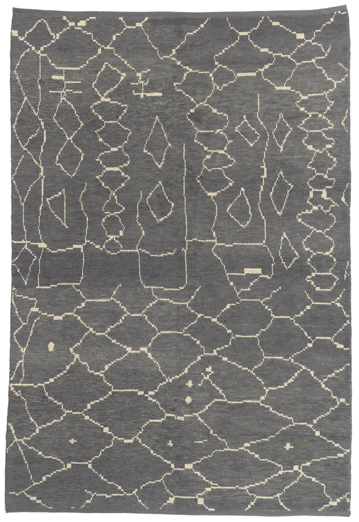 6 x 9 - Charcoal Dark Gray Turkish Moroccan Rug - 53443