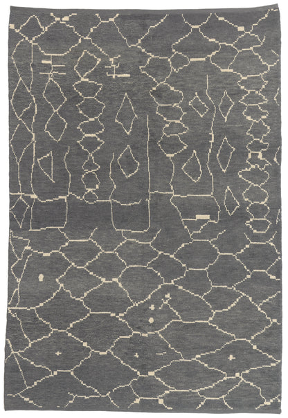 6 x 9 - Charcoal Dark Gray Turkish Moroccan Rug - 53443