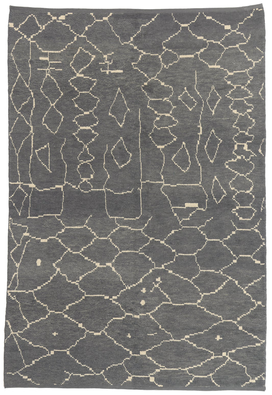 6 x 9 - Charcoal Dark Gray Turkish Moroccan Rug - 53443