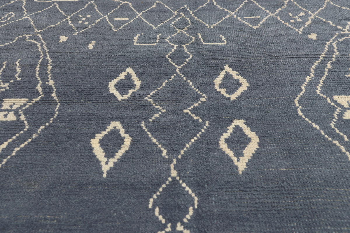 8 x 10 - Navy Blue Turkish Moroccan Rug - 53444