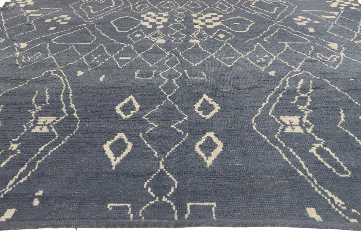 8 x 10 - Navy Blue Turkish Moroccan Rug - 53444