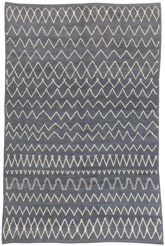 6 x 9 - Blue Gray Turkish Moroccan Rug - 53452