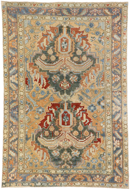 4 x 6 - Orange Antique Persian Heriz Rug - 53468