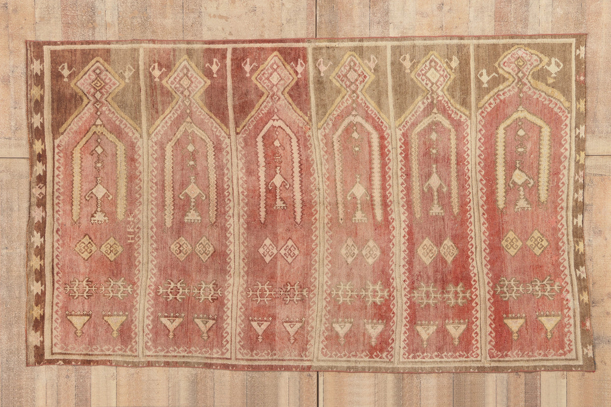 6 x 9 - Red Vintage Turkish Oushak Rug - 53580