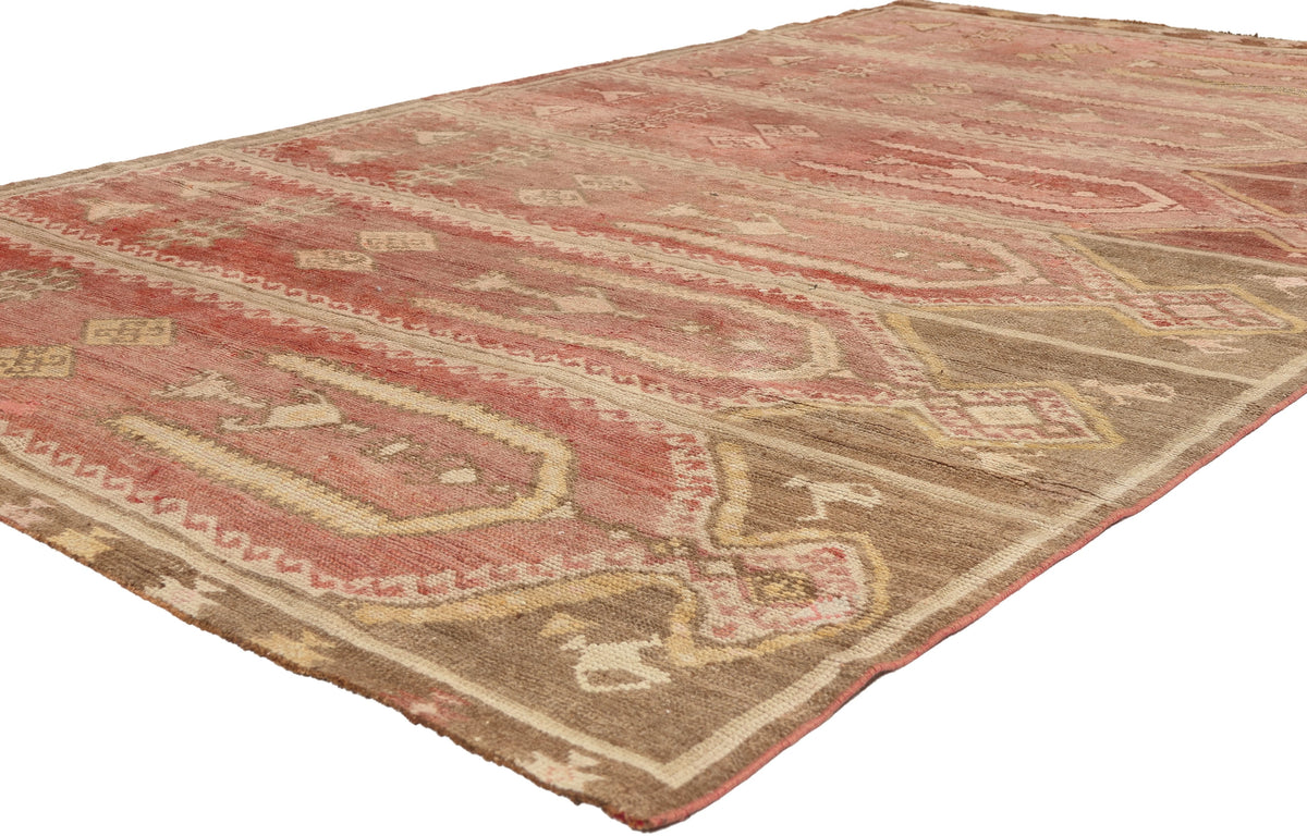 6 x 9 - Red Vintage Turkish Oushak Rug - 53580
