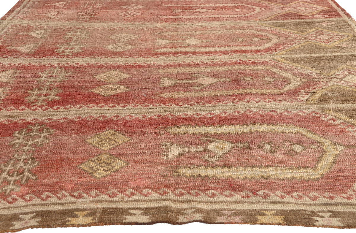 6 x 9 - Red Vintage Turkish Oushak Rug - 53580