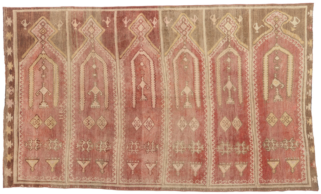 6 x 9 - Red Vintage Turkish Oushak Rug - 53580